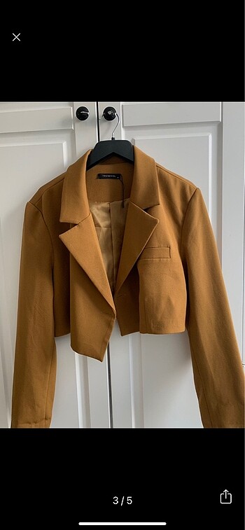 38 Beden camel Renk Trendyol milla kısa blazer ceket