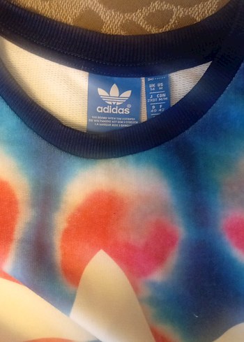 Kadın Mavi Batik Desenli Adidas Sweatshirt - Görsel 3