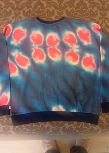 Kadın Mavi Batik Desenli Adidas Sweatshirt - Görsel 2