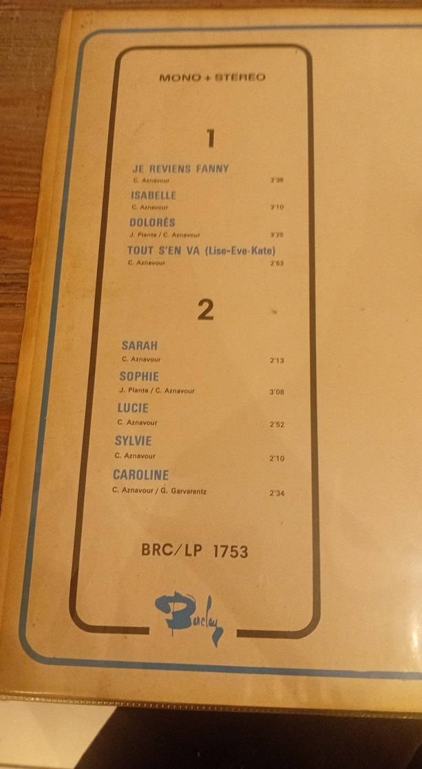 Charles Aznavour - Les Prénoms Albümü - Görsel 2