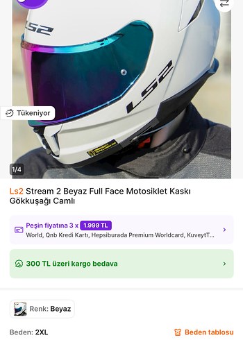 Beyaz LS2 Camlı Motosiklet Kaskı - Görsel 2