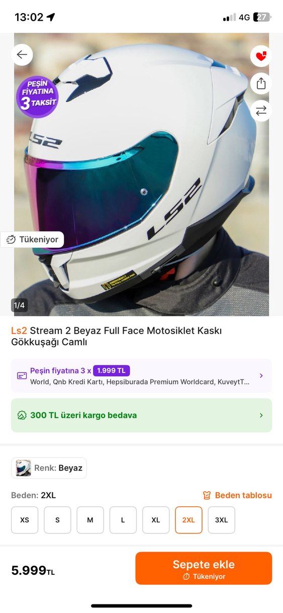 Beyaz LS2 Camlı Motosiklet Kaskı - Görsel 2