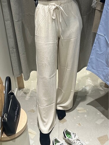 Zara Beyaz Keten Pantolon