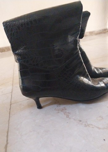 Diğer Siyah Deri Dizüstü Stiletto Botlar