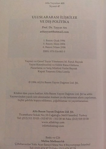 Uluslararası İlişkiler ve Dış Politika - Tayyar Arı - Görsel 3