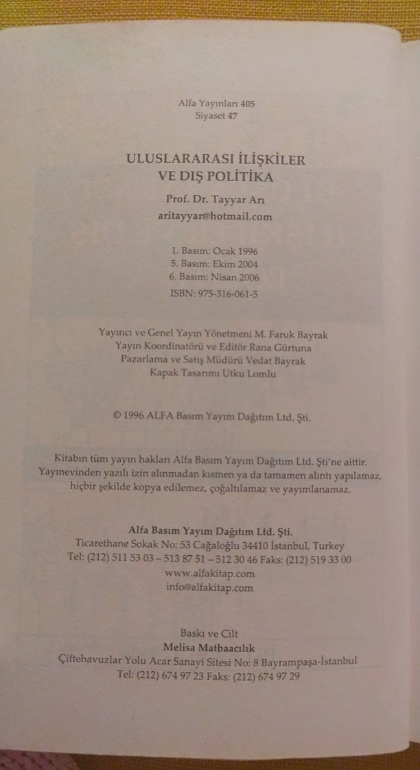 Uluslararası İlişkiler ve Dış Politika - Tayyar Arı - Görsel 3