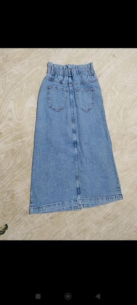 Düğmeli Mavi Uzun kotEtek - Görsel 2