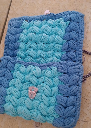 Mavi Örgü Kadın Çanta - Görsel 2