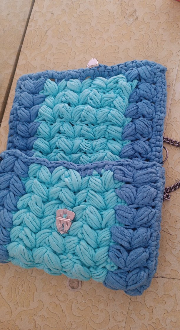 Mavi Örgü Kadın Çanta - Görsel 2