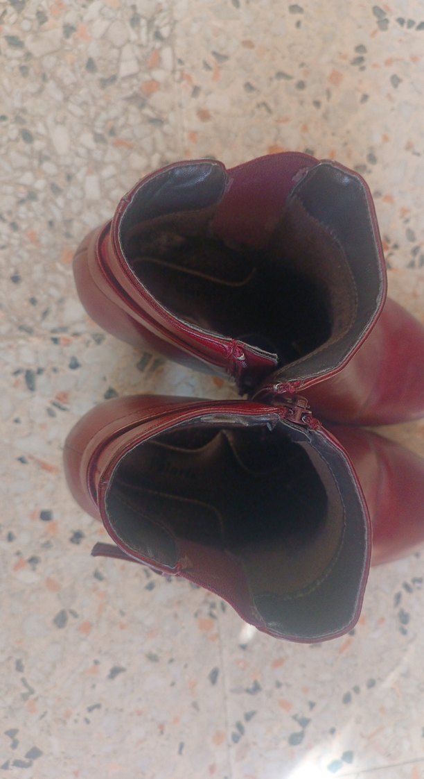 Bordo Deri Kadın Topuklu Bot - Görsel 2