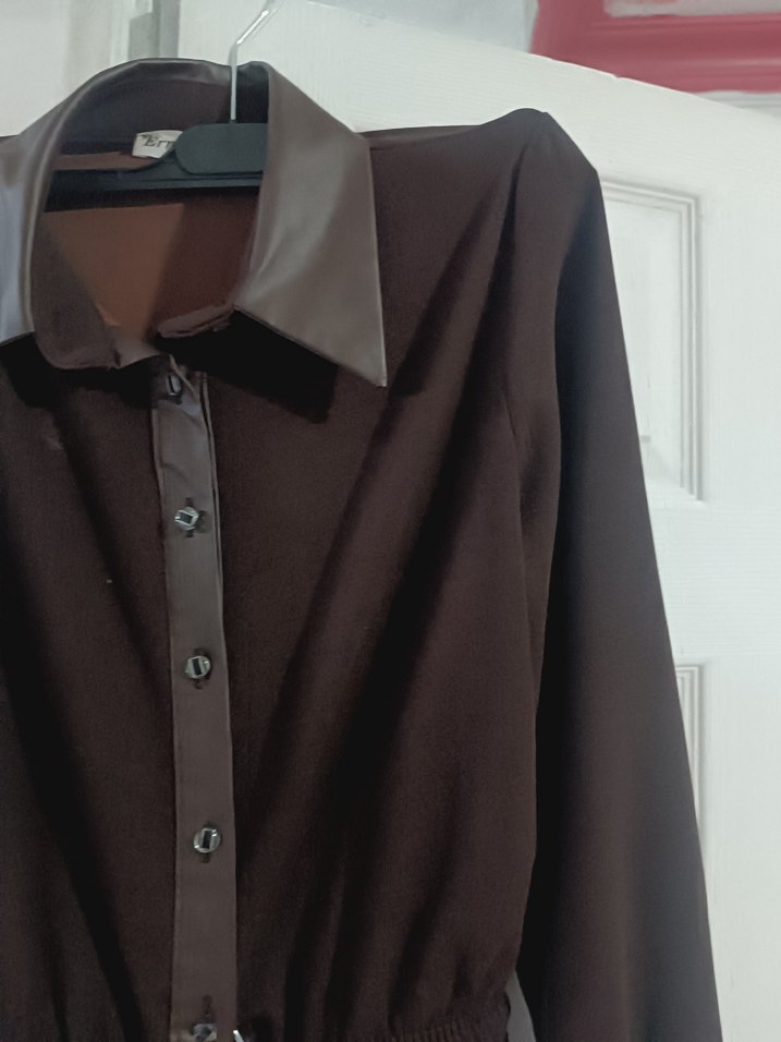 Kahverengi Deri Goth Midi Takım - Görsel 3