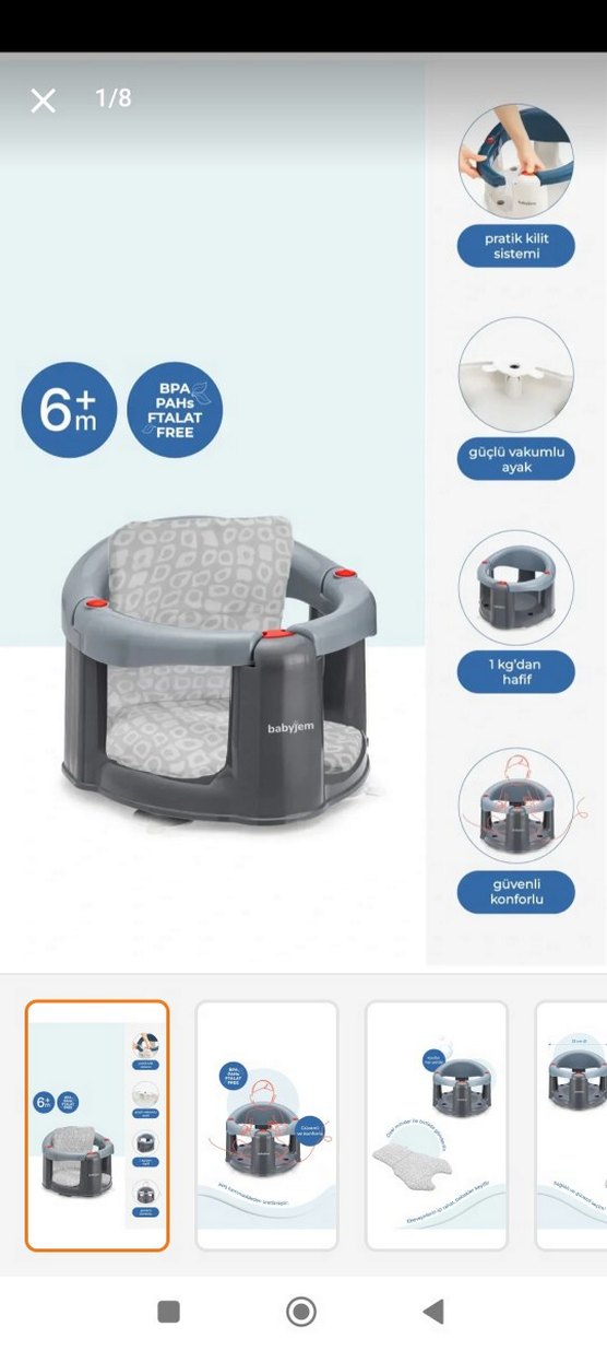 Bebek oturagı Minderi Gri Desenli - Görsel 2