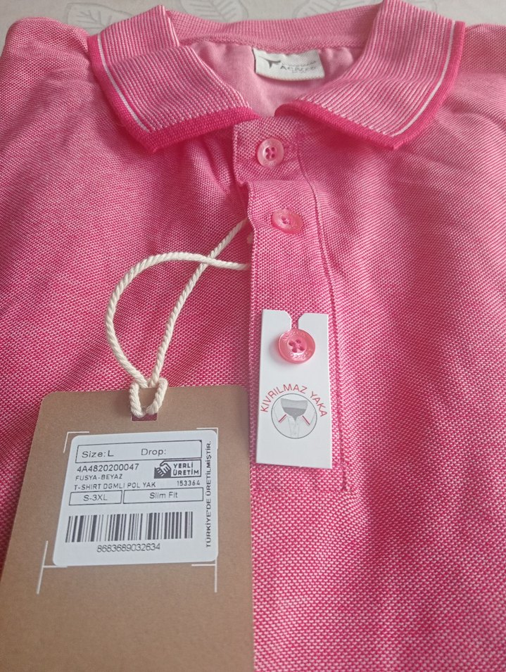 Pembe Pamuklu Erkek Polo Yaka Tişört - Görsel 2