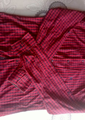 Kırmızı Kareli Kısa Kollu Erkek Gömlek - Görsel 3