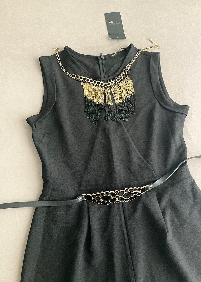 Kadın siyah tulum salopet ve aksesuarlar - Görsel 2