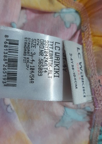4 Yaş Beden Kız Çocuk Çok Renkli Baskılı Tie-Dye Tayt