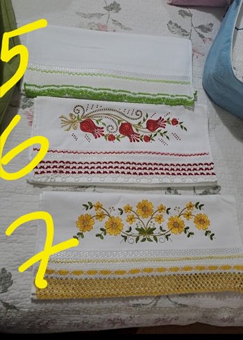  Beden çeşitli Renk Nakışlı Renkli Havlu Seti
