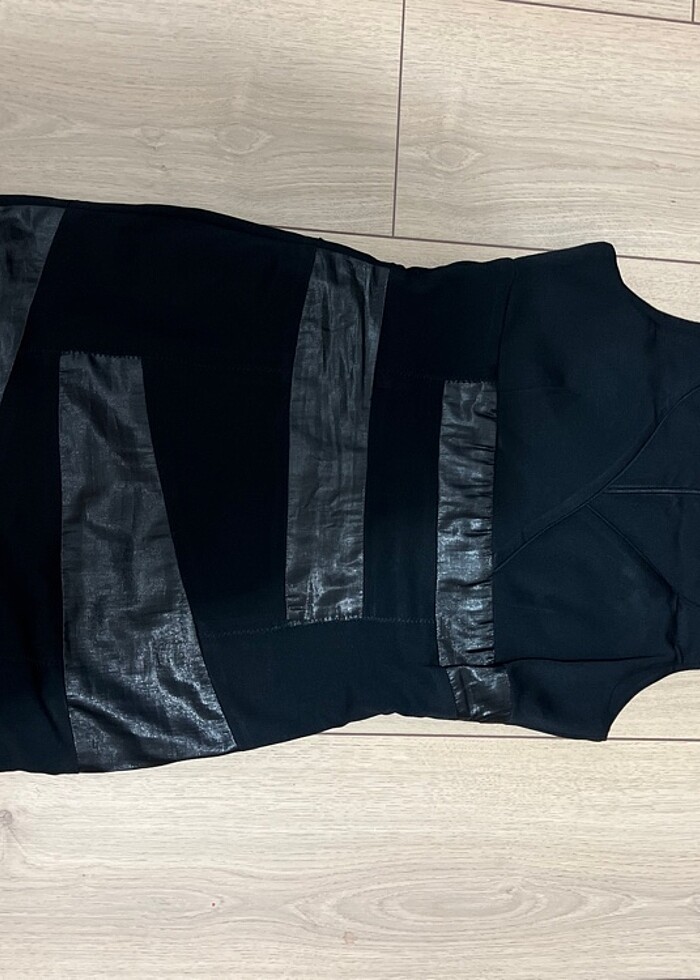 Bebe Siyah parlak kumaş detaylı abiye elbise - Görsel 2