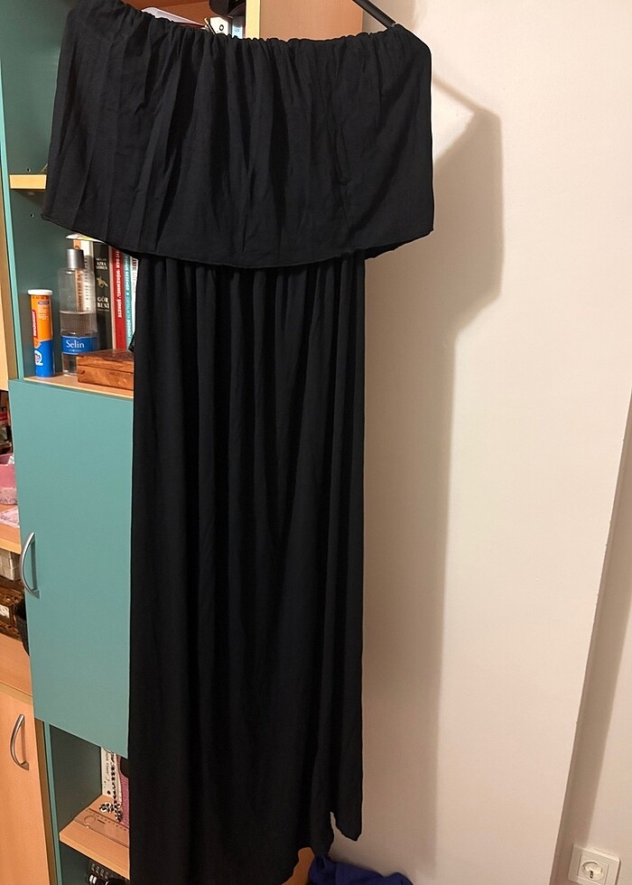 Straplez lastikli plaj elbisesi - Görsel 2