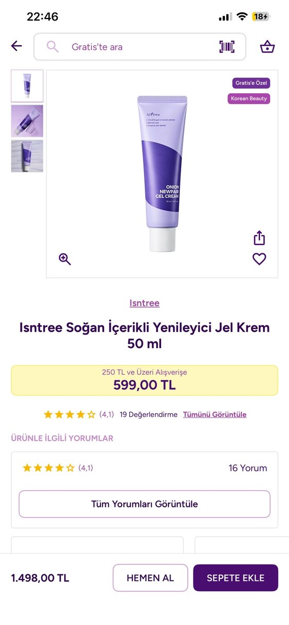 Isntree Soğan Özlü Jel Kremi - Görsel 4