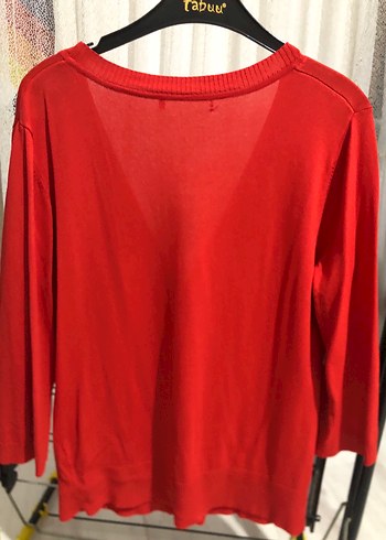 Düğmeli Kırmızı Midi Kadın Hırka - Görsel 2