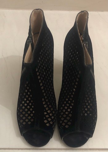 Fermuarlı Siyah Gotik Dolgu Topuklu Kadın Ayakkabı