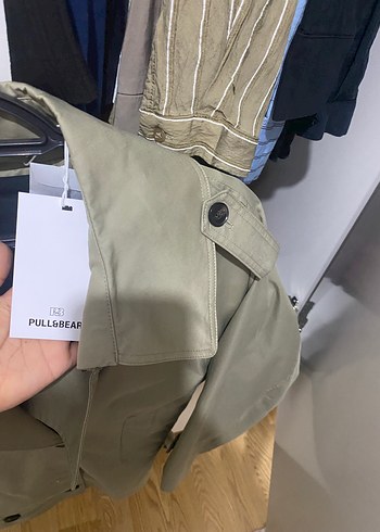 Pull and Bear Bej Kadın Midi Trençkot