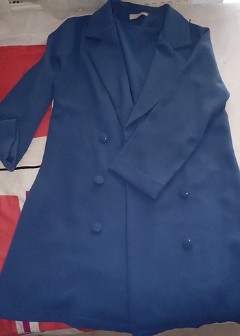 Diğer Mavi Uzun Kesim Kadın Ceket Pantolon Takımı