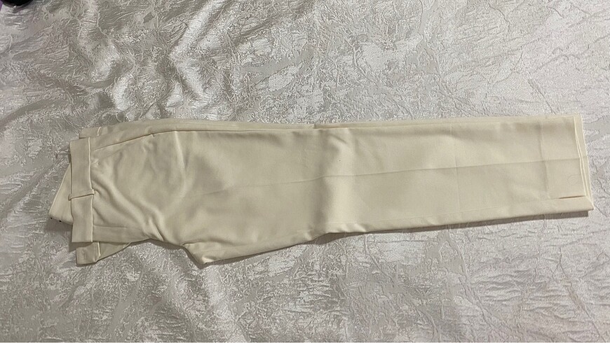 Kırık beyaz kumaş pantolon - Görsel 2