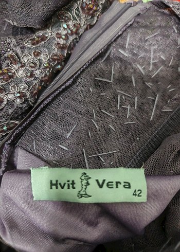 Mor Straplez Nakışlı Uzun Abiye Elbise - Görsel 7