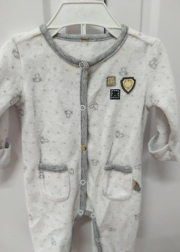 Gri Detaylı Beyaz Bebek Tulum - Görsel 2