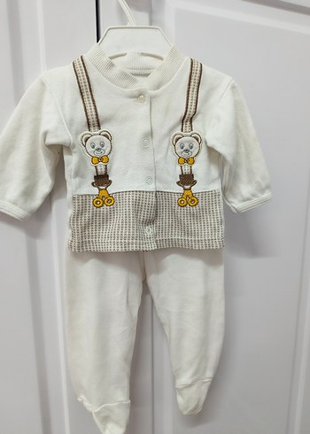 Uzun Kollu Beyaz Erkek bebek hastane çıkışı seti - Görsel 2