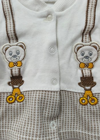 Uzun Kollu Beyaz Erkek bebek hastane çıkışı seti - Görsel 3