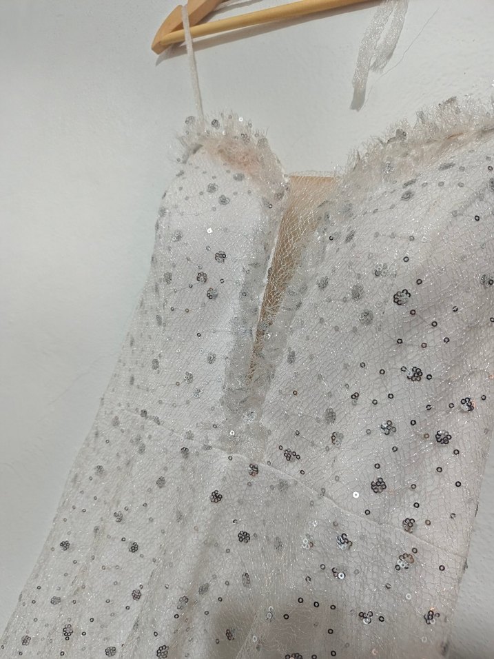 Straplez Uzun Beyaz A-Line Gelinlik - Görsel 4