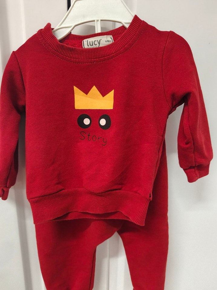 Kırmızı Baskılı Erkek Çocuk Sweatshirt takım - Görsel 2