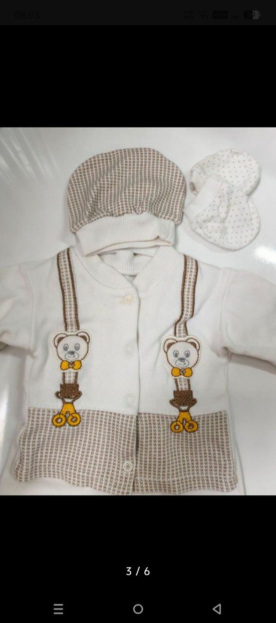 Uzun Kollu Beyaz Erkek Bebek  5'li hastane çıkışı - Görsel 3