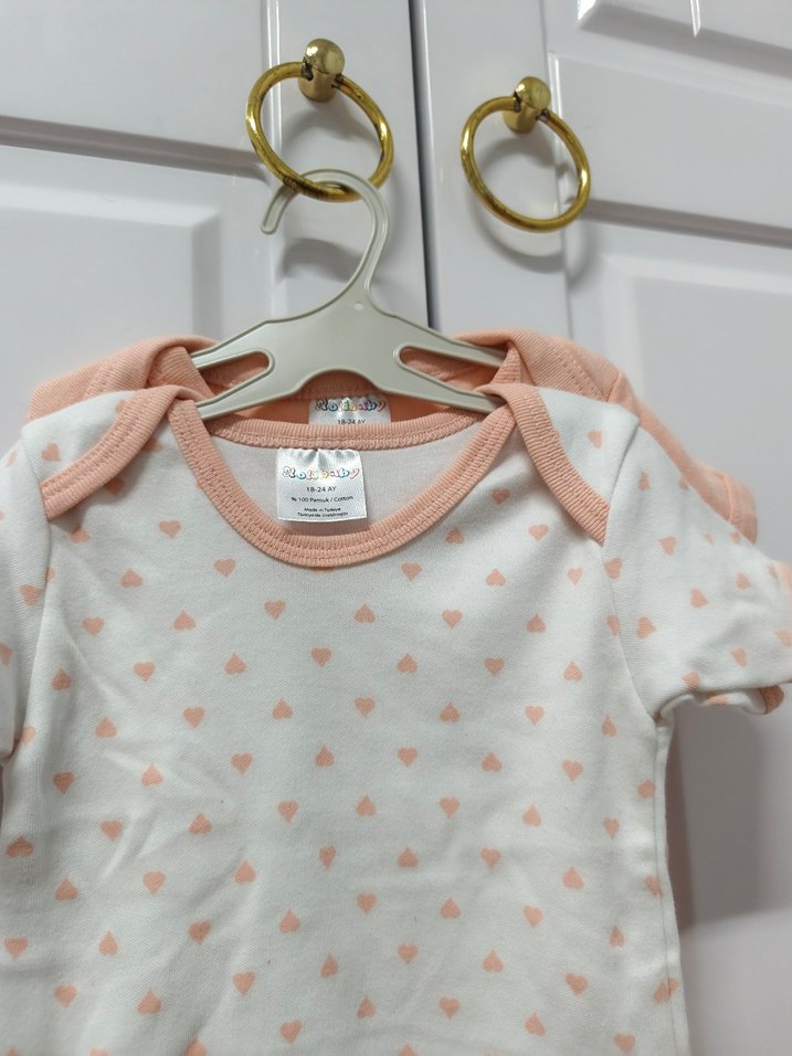 Bebek Kız Kısa Kollu Baskılı 2'li Body - Görsel 2