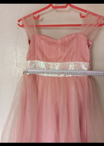 Kız Çocuk Pudra Straplez Bohem Elbise - Görsel 4