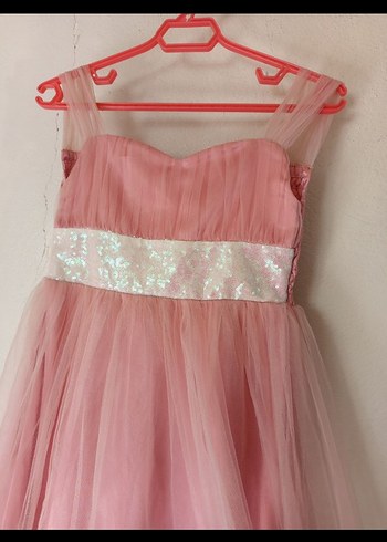 Kız Çocuk Pudra Straplez Bohem Elbise - Görsel 2