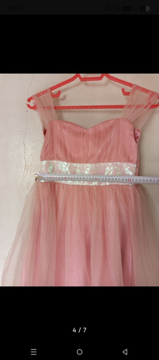 Kız Çocuk Pudra Straplez Bohem Elbise - Görsel 4