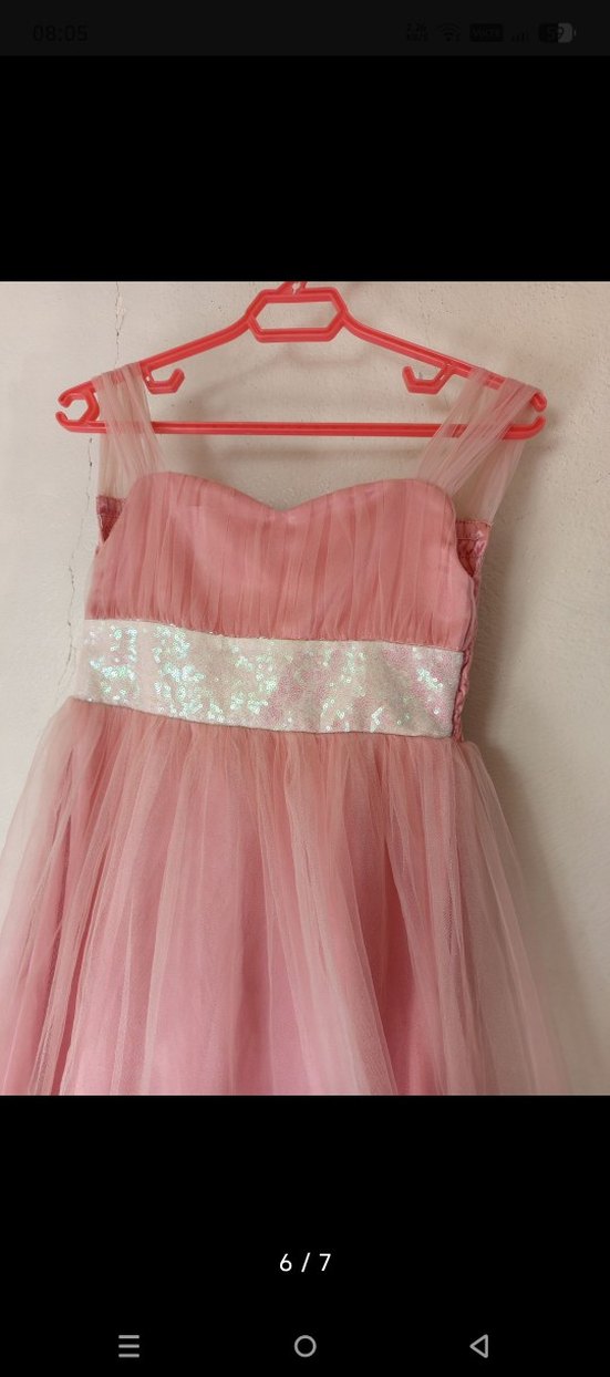 Kız Çocuk Pudra Straplez Bohem Elbise - Görsel 2