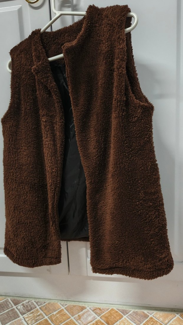 Kahverengi Kürklü Kolsuz Kadın Kaban - Görsel 2