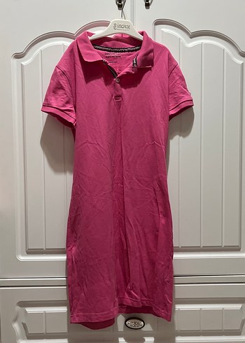 Pembe Kısa Kollu Midi Spor Elbise