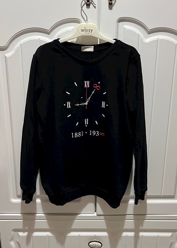 Düğmeli Siyah Baskılı kız çocuk Sweatshirt