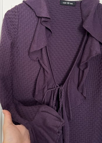 Uzun Kollu Mor Uzun Hırka - Görsel 2