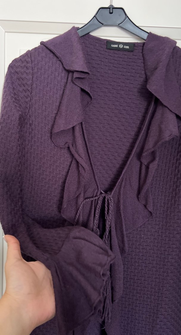 Uzun Kollu Mor Uzun Hırka - Görsel 2