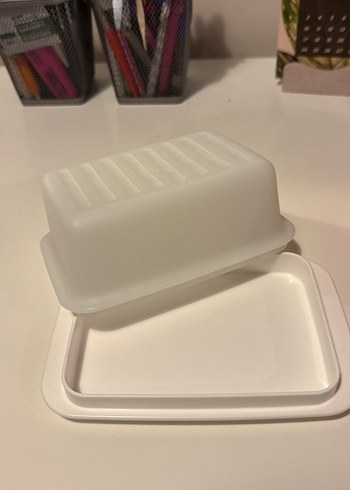Tupperware Beyaz Plastik Kapaklı Tereyağı Kabı - Görsel 3
