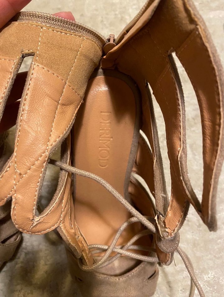 Bej Süet Dolgu Topuklu Kadın Sandalet - Görsel 4