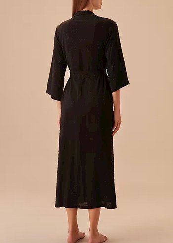 Suwen Siyah Uzun Kadın Sabahlık - Görsel 2