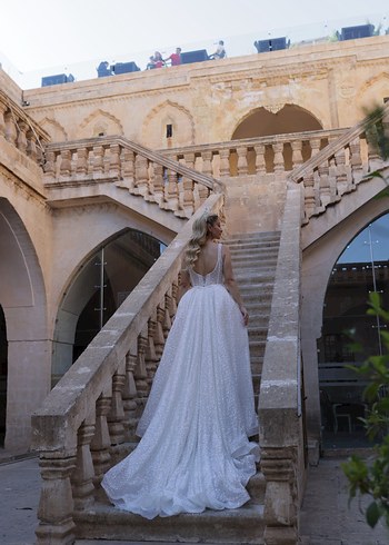 Beyaz Modern Klasik balık model Gelinlik - Görsel 2